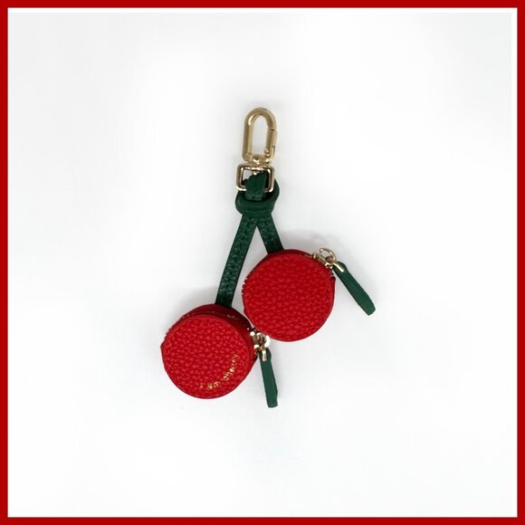 NEW Cherry Air Tag Holder Bag Charm/ Keychain | Pebbled Vegan Leather - Picture 3 of 4